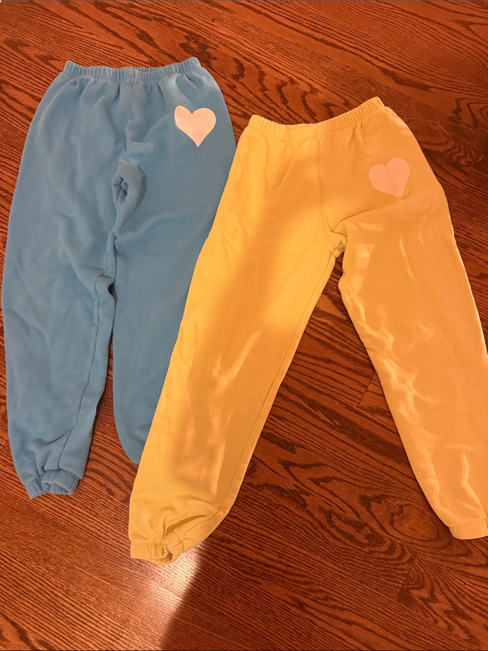 Katie J NYC Blue & Yellow Heart Sweatpants Youth Large